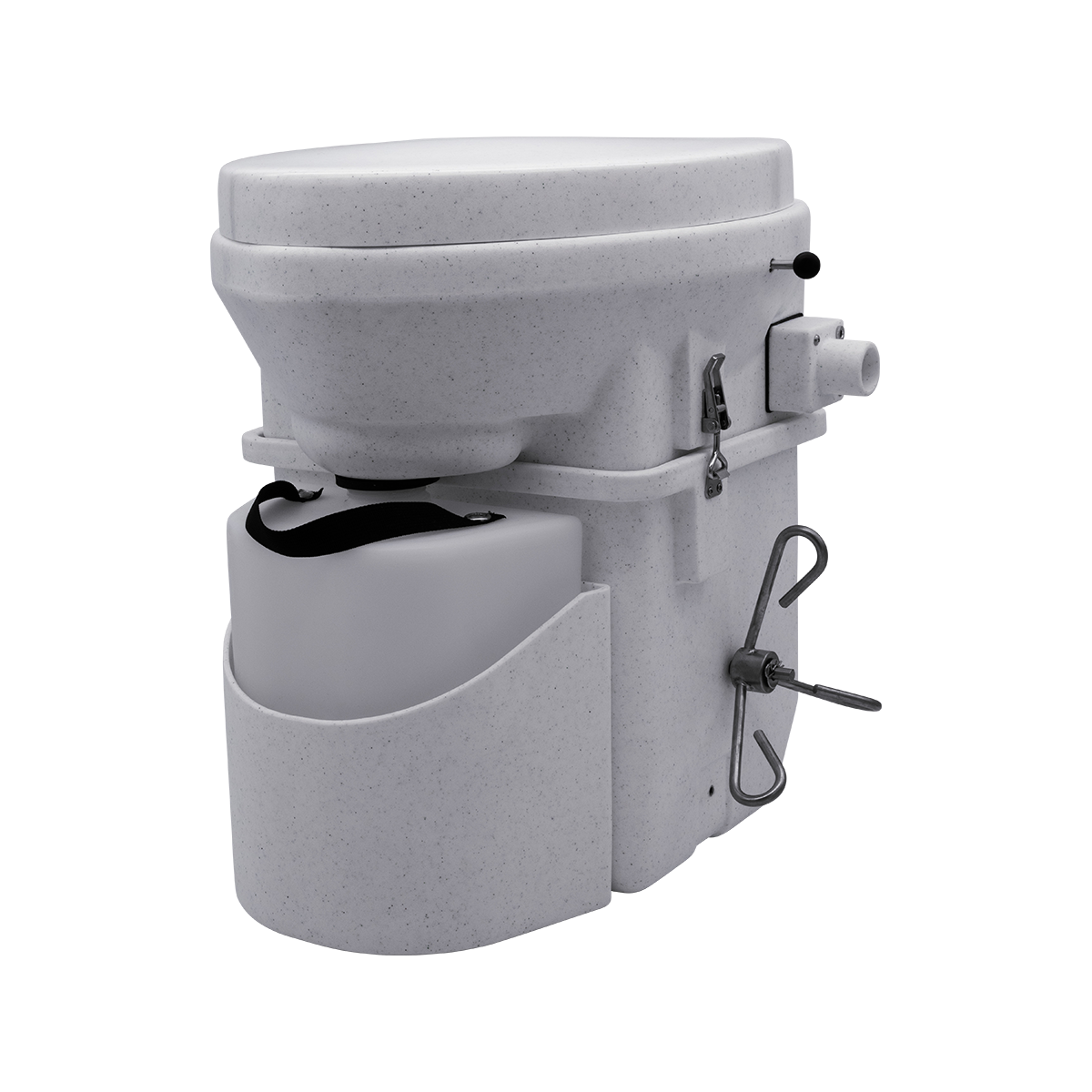 Natures Head marine composting toilet with foot spider handle